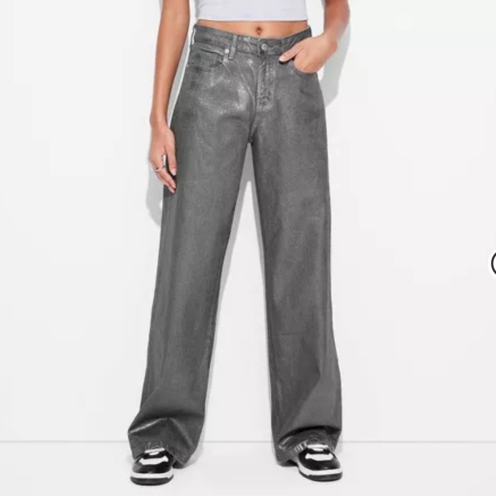 Wild Fable Gray Silver High Rise Baggy Jeans